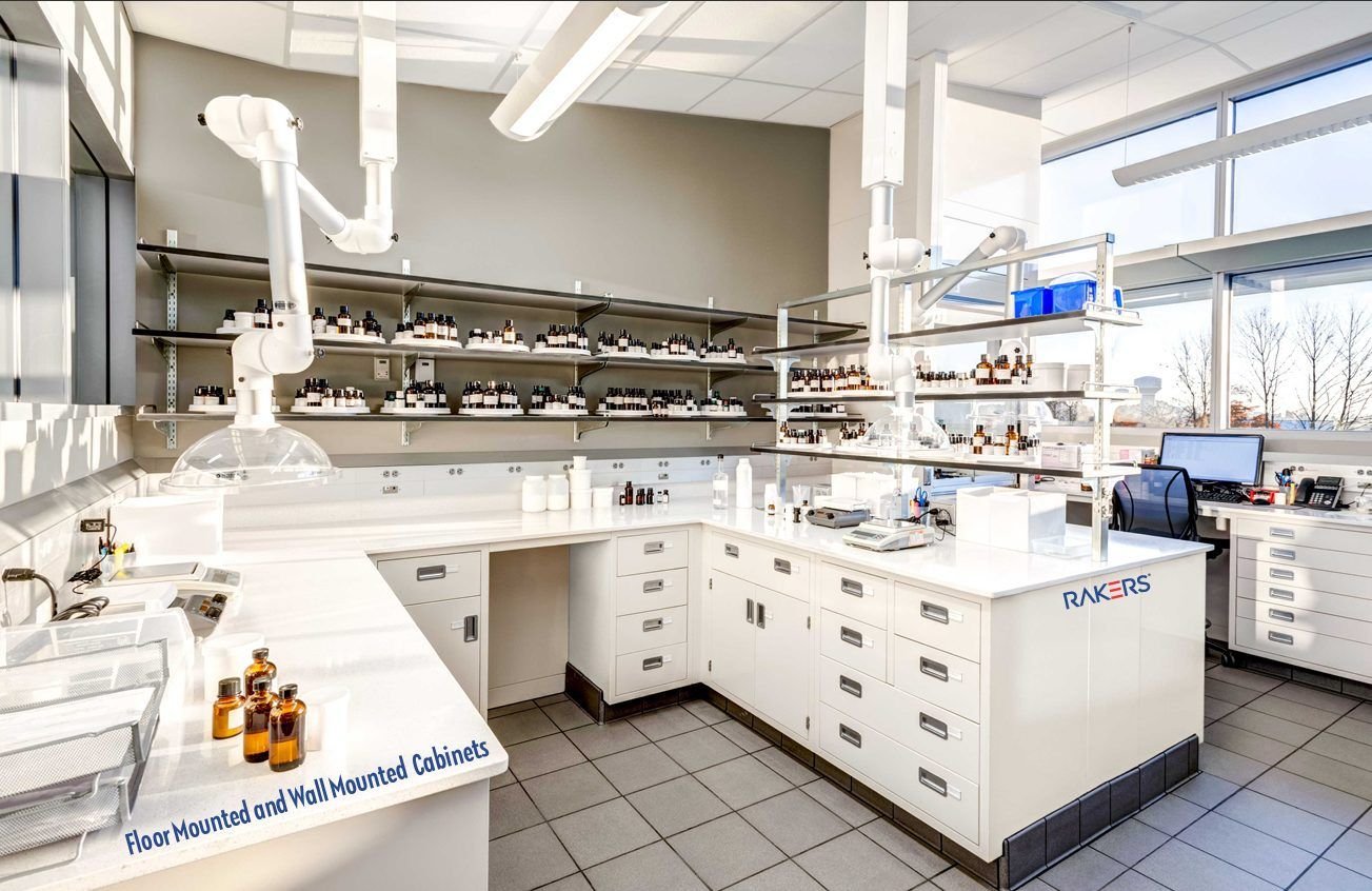 Stainless-steel laboratory furniture installed in a research lab